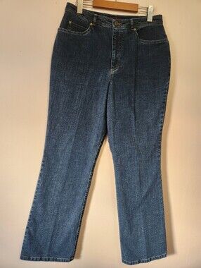 Tribal Denim Dark Wash Stretch Jeans Straight Leg Size 10 EUC Y2K 90s Style